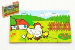 Puzzle dřevěné Moje první zvířátka 4x12 dílků 20x14x3,5cm v dřevěné krabičce 24m+ MPZ