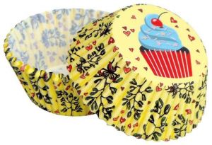 Formičky na muffiny a cupcakes 50ks s malovaným cupcakem obklopený srdíčkama č. Muf-186