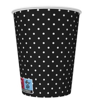 Kelímek papírový 250ml 8ks černý s bílýmí tečkami