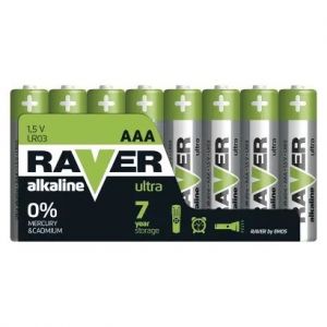 Alkalická baterie RAVER AAA (LR03) - 8 kusů