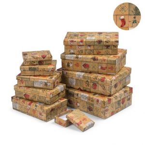 ARGUS Sada 10 ks dárkových krabic vánoční natur kraft 25001185