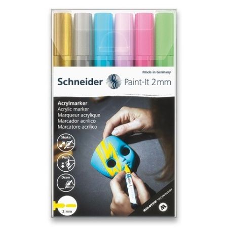 Akrylový popisovač Schneider Paint-It 310 - souprava V2, 6 barev