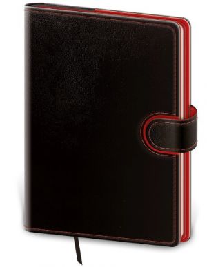 Linkovaný zápisník Flip M černo/červený / 12cm x 16,5cm / BFL434-1