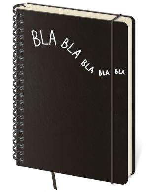 Linkovaný zápisník Twin L černý Bla bla