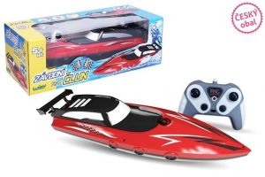 Motorový člun/loď do vody RC plast 33cm 2,4Ghz na baterie+dob. pack v krabici 35x12x15cm